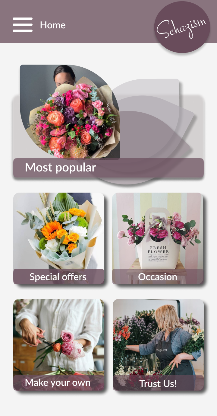 Flower ordering app hero screen