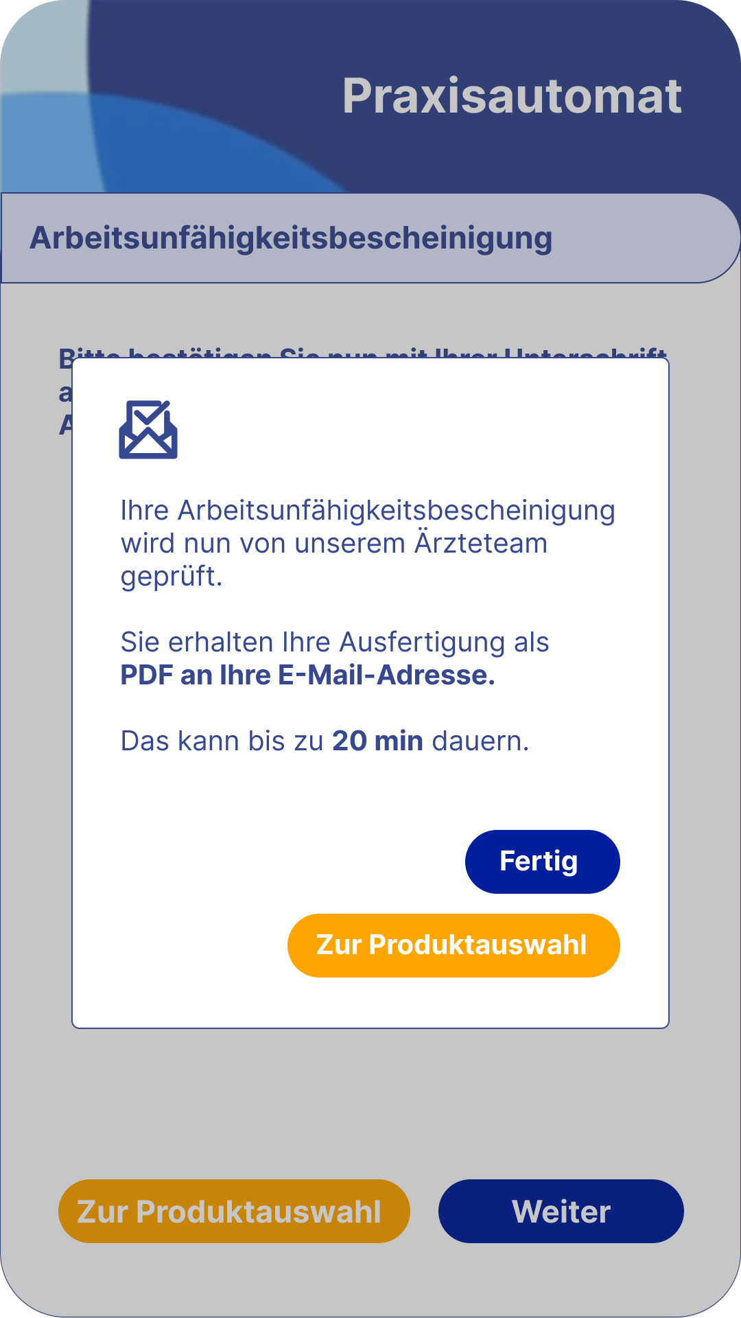 Praxisautomat UI detail 6