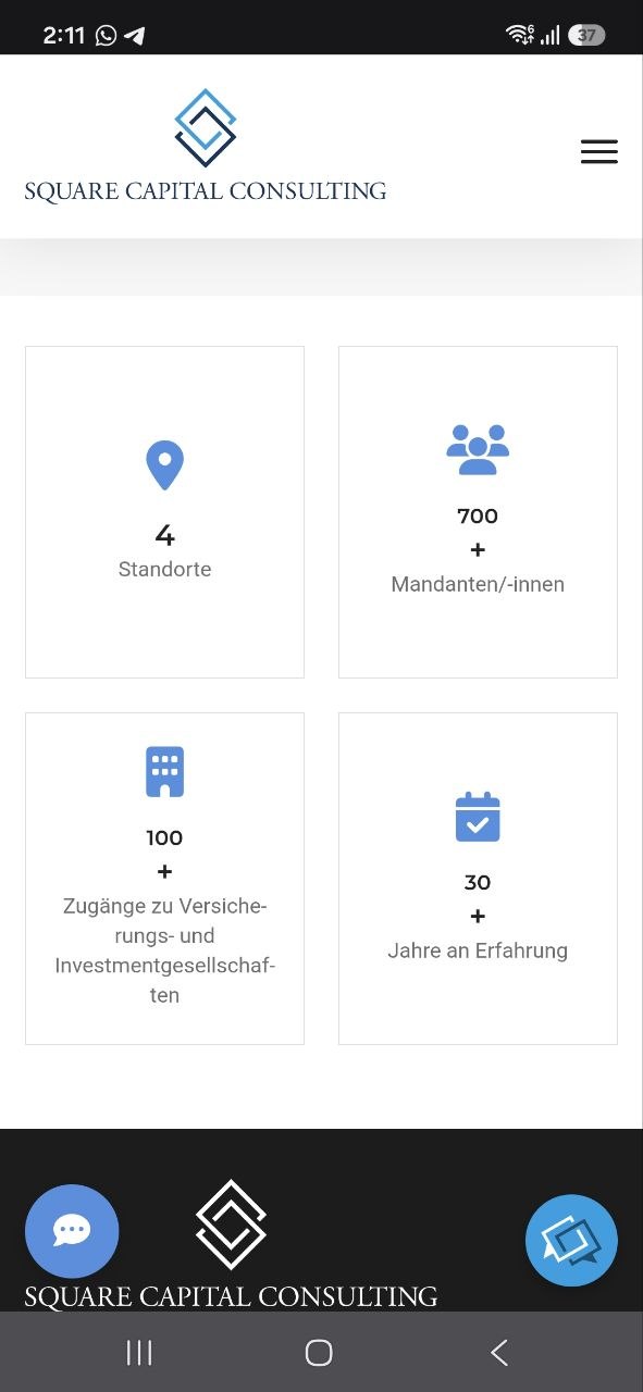 After: redesigned mobile stats in a clean two by two card grid with icons