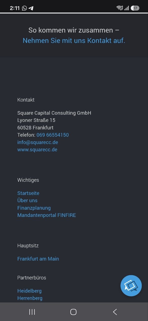 Before: original mobile footer with dense stacked columns and tight spacing