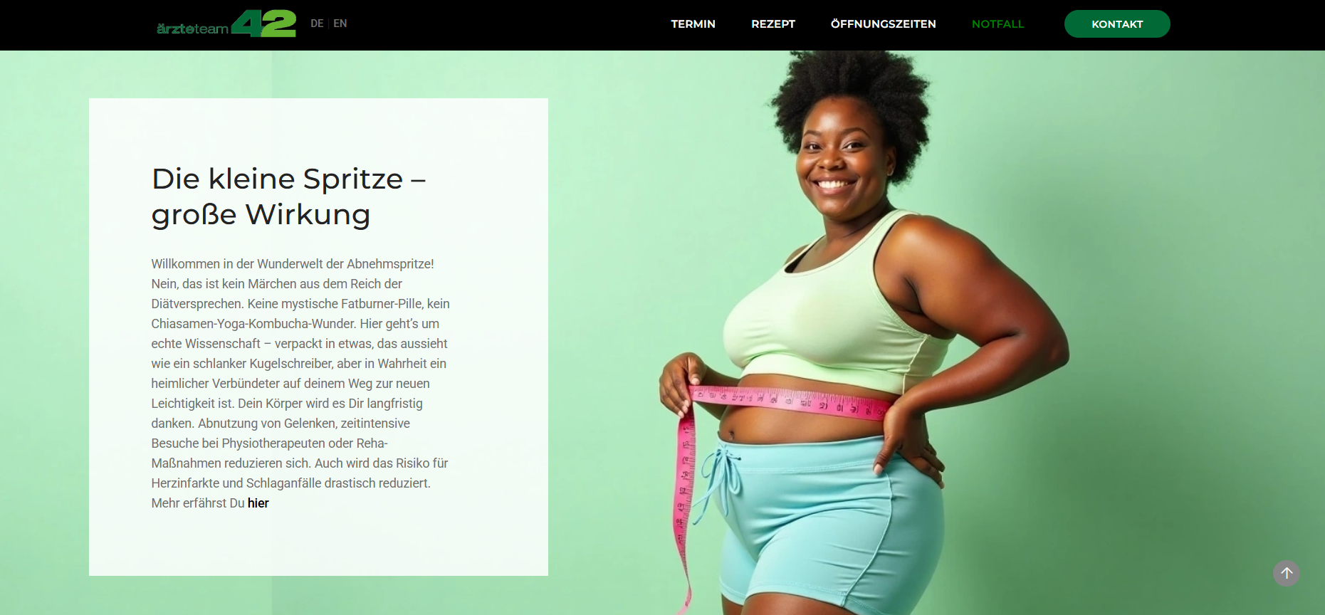 Redesigned editorial content page with a calm green palette, generous typography and a single supporting photo